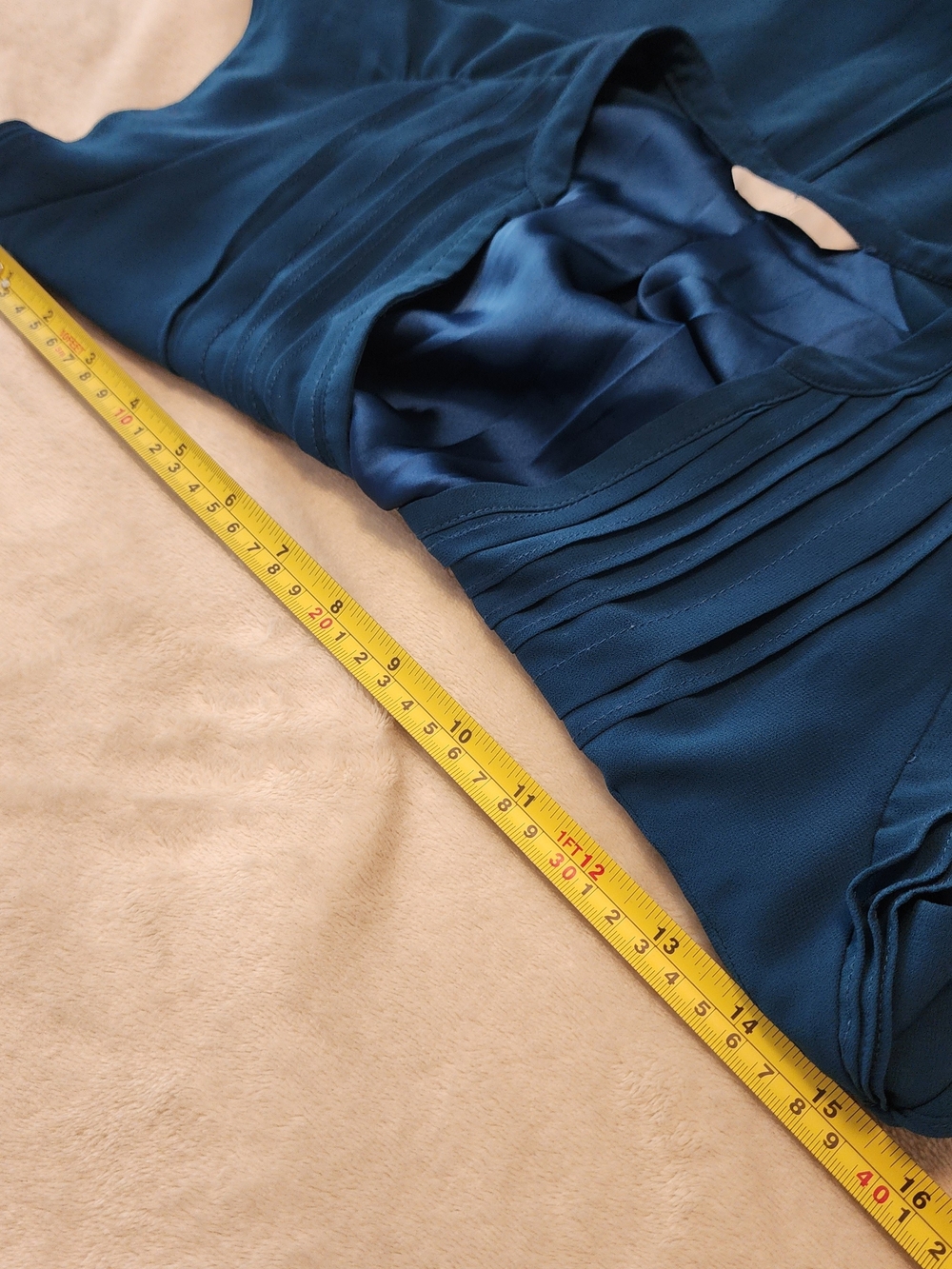 H&M Elegant Sleeveless Teal Pintuck Button-Front Mini Lined Dress - Picture 8 of 10
